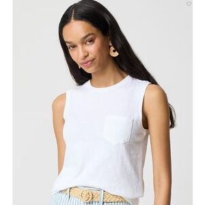 J Crew Shirt Womens Extra Small White Girlfriend pocket tank top CJ049
